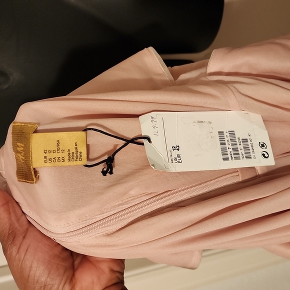 H & M Long Mesh Dress Powder pink - Picture 9 of 11